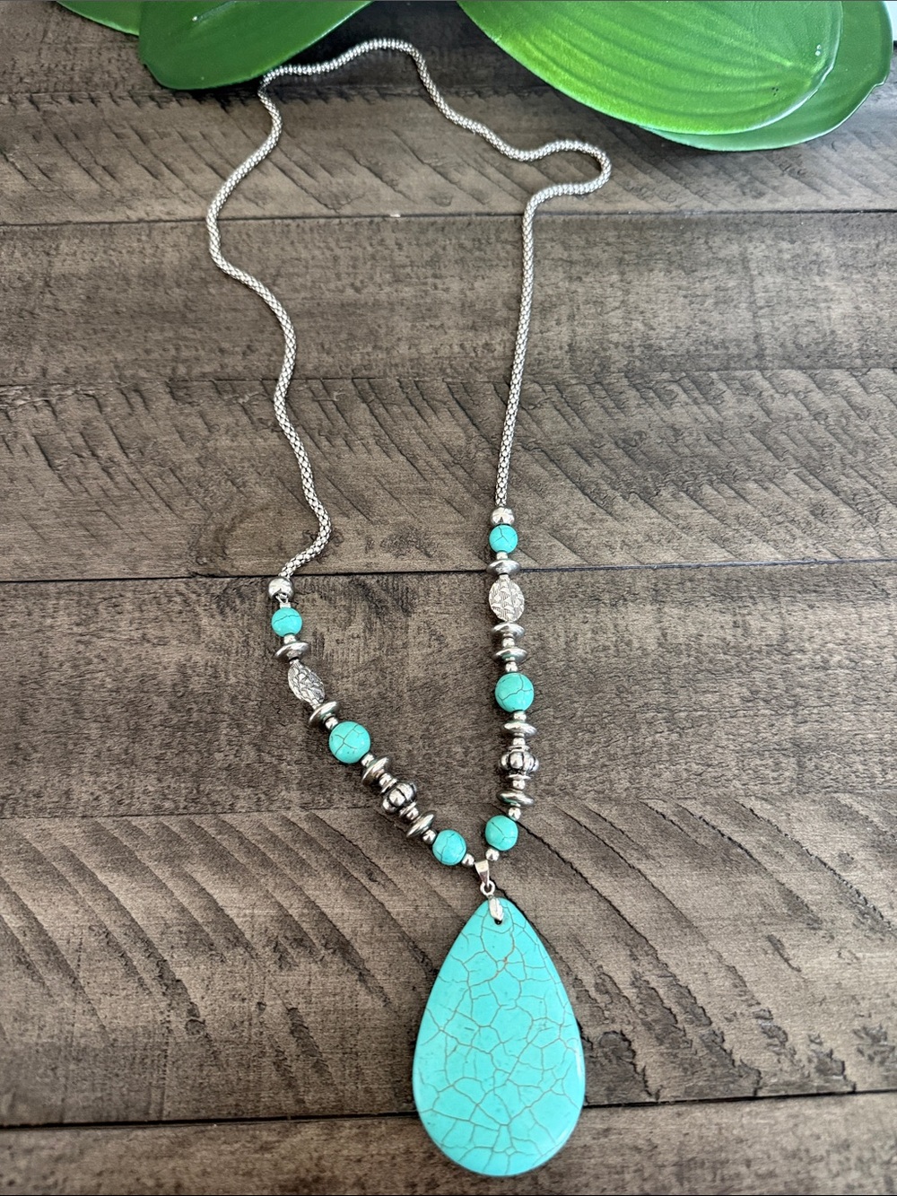 Turquoise Teardrop Pendant Necklace - Women Jewelry